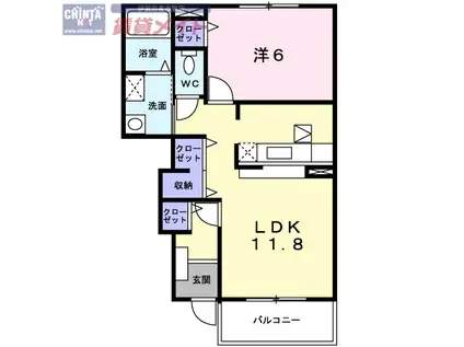 アドラブール・ドミール(1LDK/1階)の間取り写真
