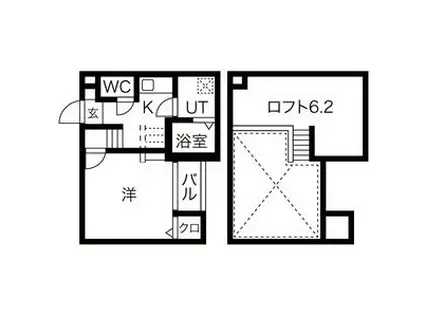 アステール (1K/2階)の間取り写真