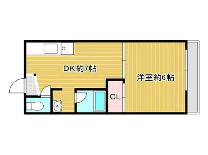 リバーハイツコーチII(1DK/3階)の間取り写真
