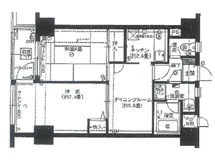 白山エクセルハイム(2DK/10階)の間取り写真