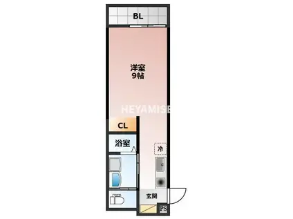 デ・クメール大橋(ワンルーム/1階)の間取り写真