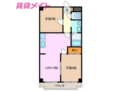 サンヒルズ藤(2LDK/5階)の間取り写真