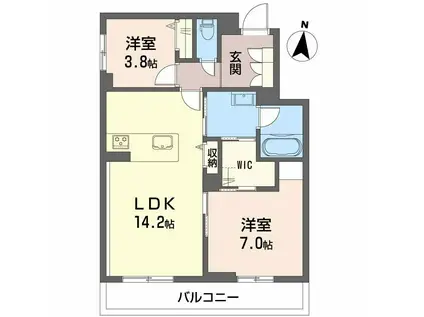 シャーメゾンカトレヤ(2LDK/3階)の間取り写真