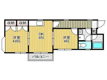 ハイツ朱鷺(2DK/4階)の間取り写真