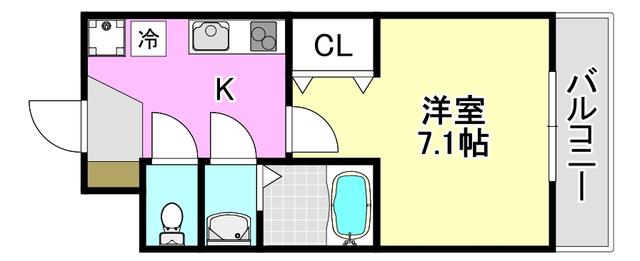 KORE・YIELD千里丘(1K/1階)の間取り写真
