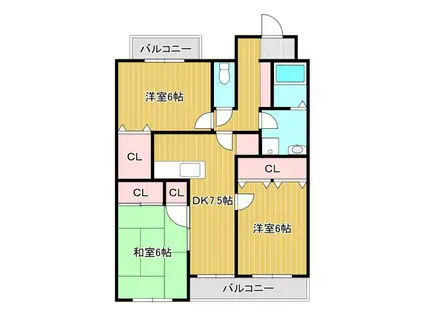 橘アパート(3DK/1階)の間取り写真