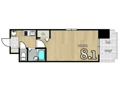 双葉ヒルズ堺町(1K/7階)の間取り写真