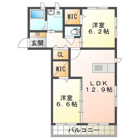 グランヴェルデ(2LDK/1階)の間取り写真