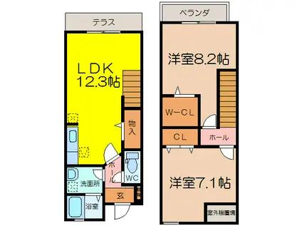 ウィステリア菜花(2LDK/1階)の間取り写真