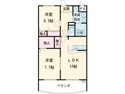 ヴァン・ティーア(2LDK/1階)の間取り写真