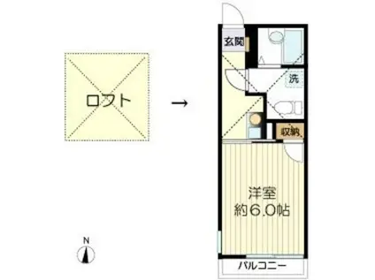 マ・ピエス生田7-B棟(1K/1階)の間取り写真