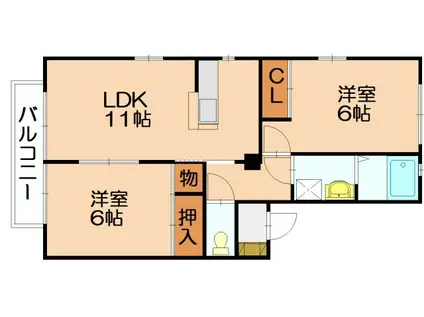 メゾンK・T(2LDK/2階)の間取り写真