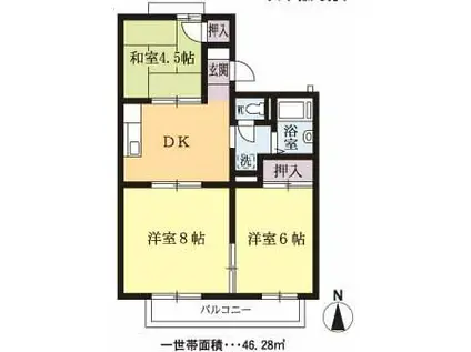 グリーンコーポ染谷A(3DK/2階)の間取り写真