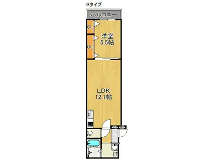 フジパレス遠里小野公園(1LDK/1階)の間取り写真