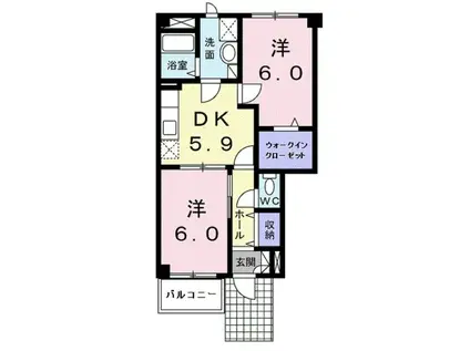 セリーンアンビアンス(2K/1階)の間取り写真