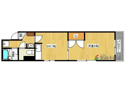 エトランゼ宮本12(1DK/1階)の間取り写真