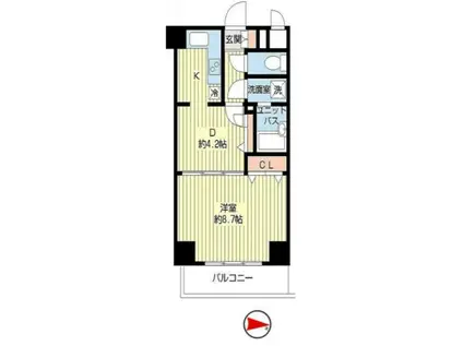 コンフォールドミール(1K/2階)の間取り写真