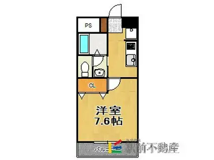 エクセルタウン蔵上II(1K/2階)の間取り写真