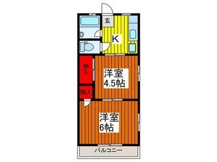 ミユキハイツ(2K/3階)の間取り写真