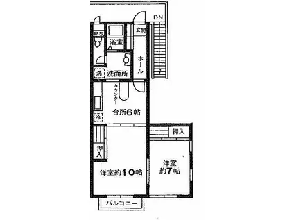 シャルマンコーポ(2DK/2階)の間取り写真