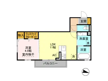 ゼフィールコパン(1LDK/3階)の間取り写真