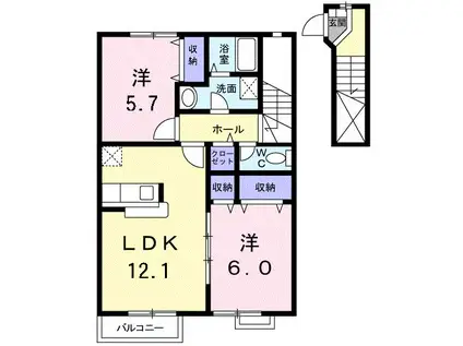 シンサリティ.MII B(2LDK/2階)の間取り写真