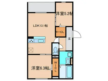 シーグレース浜甲子園(2LDK/1階)の間取り写真