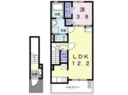 ディスカーサ(1LDK/2階)の間取り写真