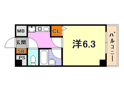 クロワートル二宮(1K/2階)の間取り写真