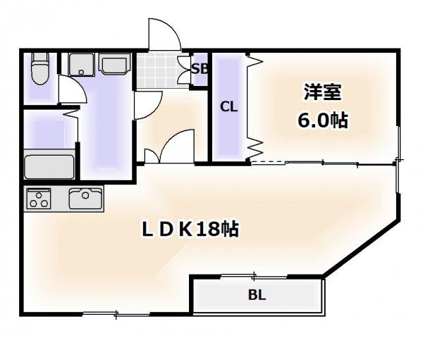 ラパンジール大国4(1LDK/2階)の間取り写真