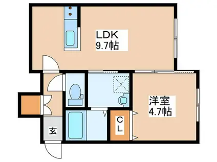 月寒東1-6MS(1LDK/1階)の間取り写真
