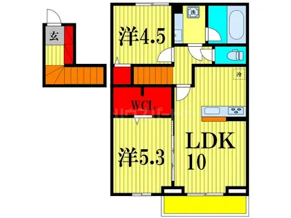 東武野田線 初石駅 徒歩4分 2階建 築1年(2LDK/2階)の間取り写真