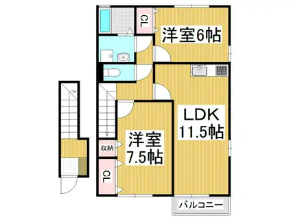 フォレストグリーンハマB棟(2LDK/2階)の間取り写真