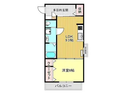 カーム ビスタ(1LDK/1階)の間取り写真