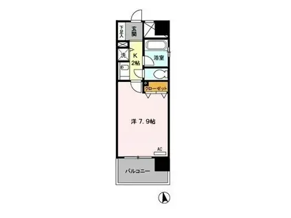 ベイフロント大手門(1K/6階)の間取り写真