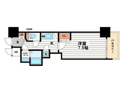 アドバンス心斎橋ラシュレII(1K/3階)の間取り写真