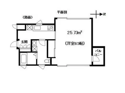 BECK元住II(1K/2階)の間取り写真