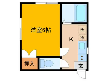 ドストルパルI(1K/2階)の間取り写真