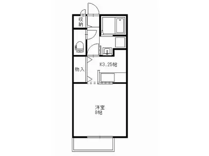 ヴィラージュ(1K/1階)の間取り写真