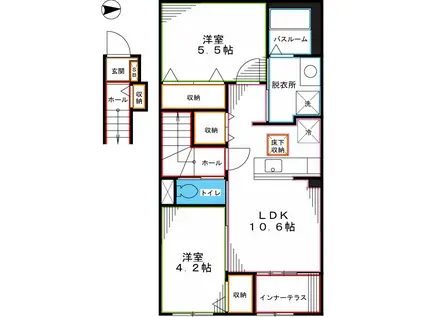 カメリアコート(2LDK/2階)の間取り写真