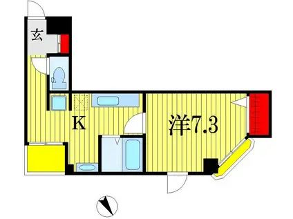 ウィステリア(1K/2階)の間取り写真