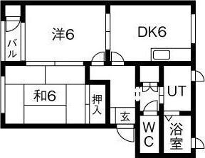 フラワーパーク III棟(2DK/1階)の間取り写真