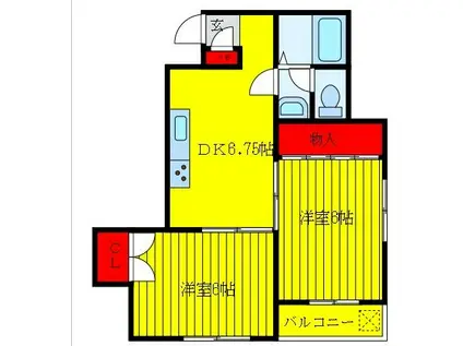 メゾン真田(2DK/2階)の間取り写真