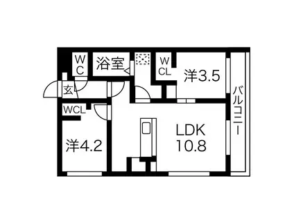 ベルツリーN19(2LDK/4階)の間取り写真