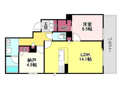 スカイ ウィング(1SLDK/4階)の間取り写真