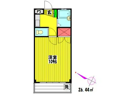 プレステージ関根III(1K/2階)の間取り写真