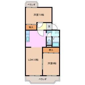 ウエスト PALACE(2LDK/3階)の間取り写真