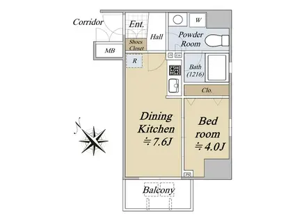 レジデンシャルスター武蔵小山(1DK/10階)の間取り写真