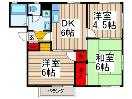 Y.T.MハイムA棟(3DK/1階)の間取り写真