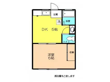 テラス黒砂台(1DK/1階)の間取り写真